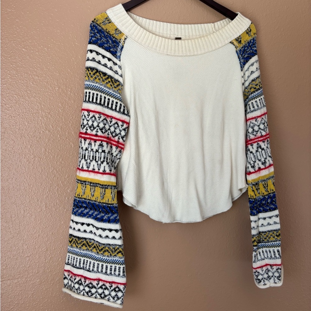 Free people pattered bell sleeve sweater